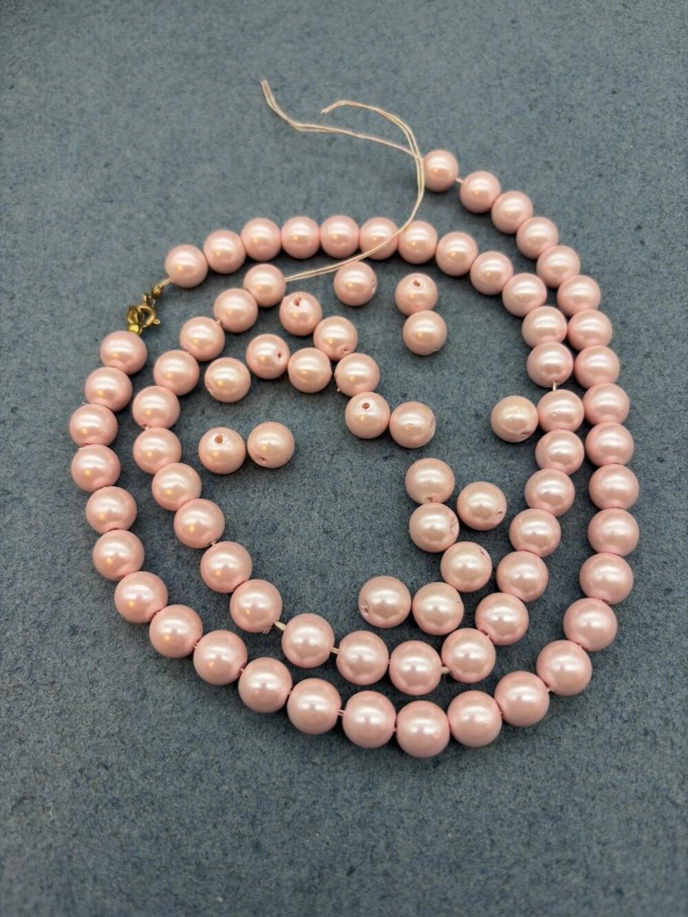 Vintage Pink Faux Pearl Beads 31 In Strand As Is Crafting Repair 7 mm Glam Retro